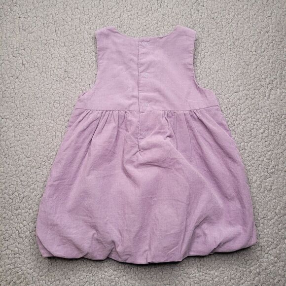 Obabi Dress Girls Baby 6 Months Purple Corduroy Fit and Flare Floral Embroidered - Picture 3 of 6